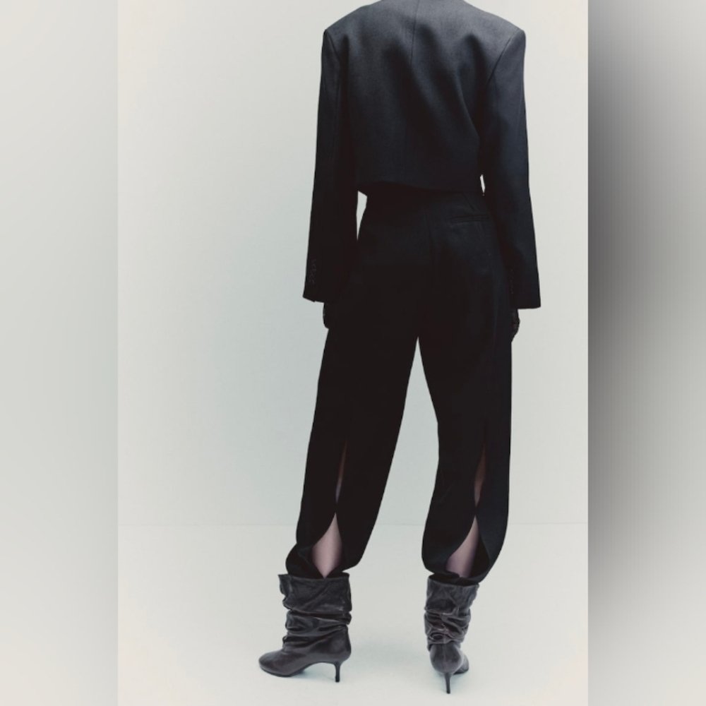 H&M SLIT-DETAIL WOOL PANTS